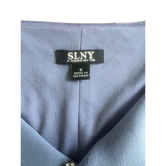 S.L. Fashions Womens Periwinkle Short Sleeve Tiered Chiffon Cocktail Dress Sz 6 - Picture 3 of 14